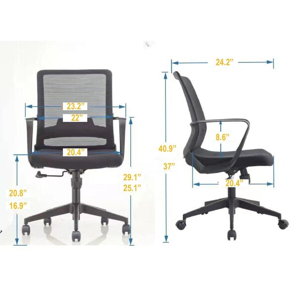 Alpha Office Chair, Fabric Seat, Fixed Armrest, Class Three Gaslift, Mesh, Black/Smoke